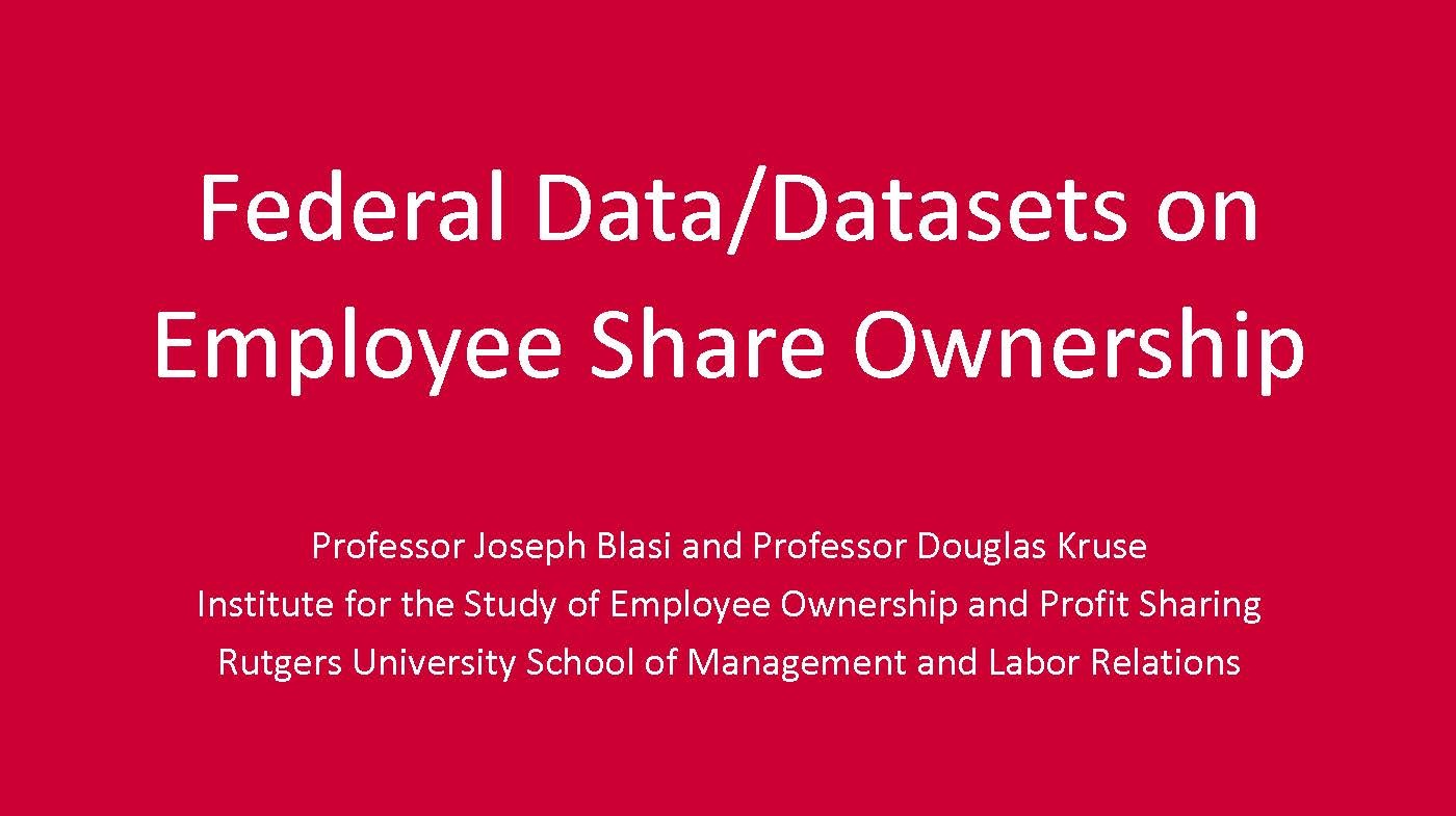 Guide to federal data sources for research on employee ownership